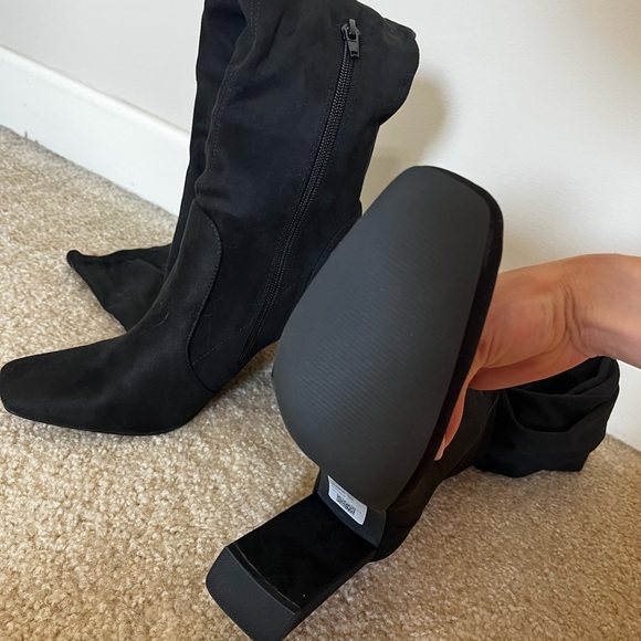 NWT ASOS DESIGN PETITE BLOCK HEELED OVER THE KNEE BOOTS IN BLACK SIZE 6 - Picture 4 of 6